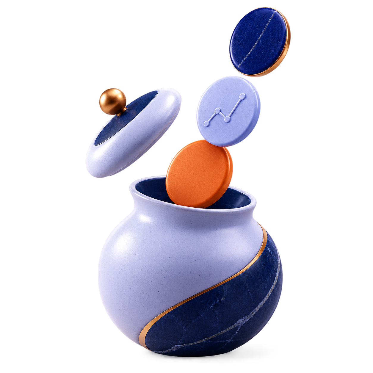 Objet sculptural symbolisant une épargne qui progresse