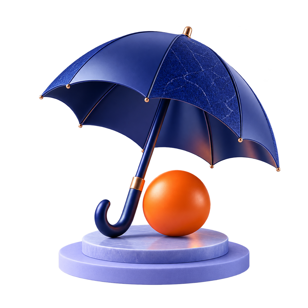 Parapluie sculptural symbolisant la protection des revenus
