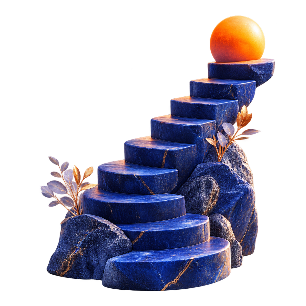Escalier sculptural symbolisant la préparation de la retraite